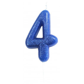 Vela Nº4 Azul Glitter